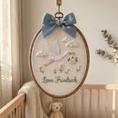 Personalized Stork Baby Hoop Embroidered Name Nursery Wall Art Gift-10