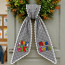 Personalized Teacher Wreath Sash Gingham Lace Classroom Decor Ribbon-11