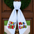 Personalized Teacher Wreath Sash Gingham Lace Classroom Decor Ribbon-18