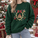 Embroidered Christmas Castle Sweatshirt Magical Holiday Gift Women-6