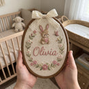 Custom Bunny Embroidery Oval Hoop Nursery Wall Decor Baby Girl Gift-8