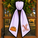 Custom Monogram Fall Pumpkin Stripe Wreath Sash Front Door Decor Host Gift-2