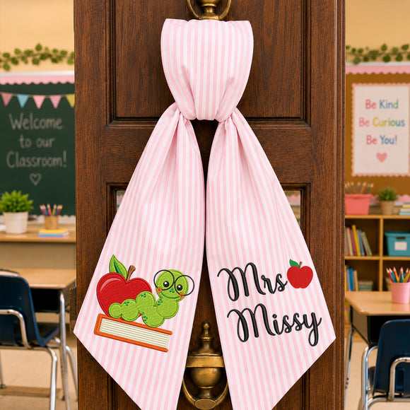 Custom Teacher Wreath Sash Bookworm Classroom Door Decor