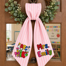 Personalized Teacher Wreath Sash Gingham Lace Classroom Decor Ribbon-22