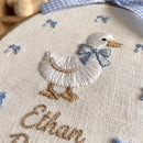 Personalized Duck Embroidered Canvas Hoop Nursery Wall Decor Baby Gift-2