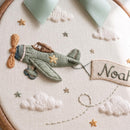 Custom Airplane Name Oval Embroidery Hoop Nursery Wall Art Baby Gift-2