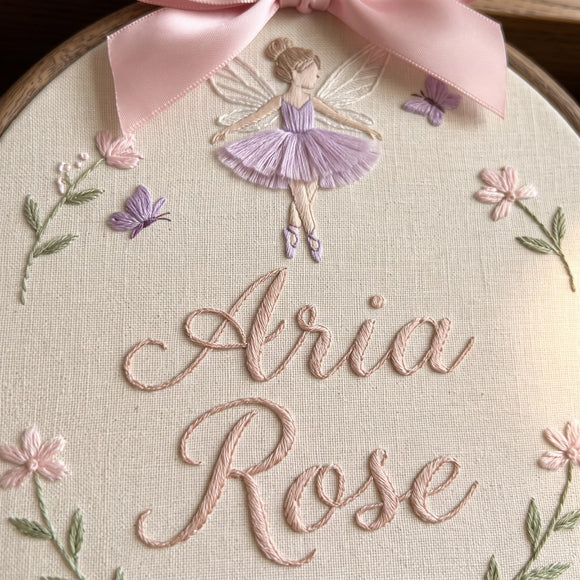 Customized Fairy Nursery Hoop Embroidery Wall Decor Gift for Baby Girl