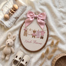 Custom Baby Name Oval Embroidery Hoop Nursery Wall Art Gift-2