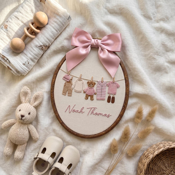 Custom Baby Name Oval Embroidery Hoop Nursery Wall Art Gift