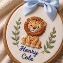 Cute Lion Safari Nursery Wall Sign Custom Baby Name Hoop Decor Gift-2