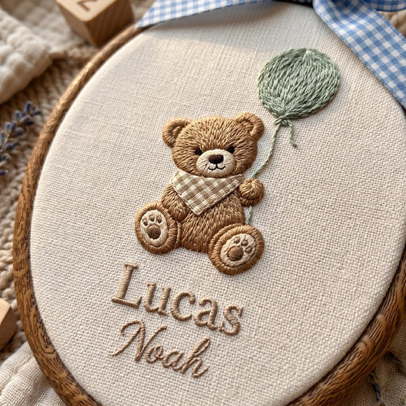 Custom Teddy Bear Balloon Nursery Wall Decor Gift for Newborn Baby