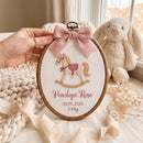 Custom Rocking Horse Embroidered Hoop Baby Girl Nursery Wall Decor-2