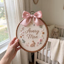 Personalized Bunny Floral Baby Hoop Nursery Decor Gift for New Parents-2