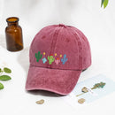 Embroidered Cactus Washed Cap | Daily Sun Shade for Plant Lovers-2