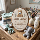 Embroidered Teddy Bear Baby Birth Stats Hoop Nursery Decor Gift-2