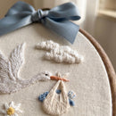 Personalized Stork Baby Hoop Embroidered Name Nursery Wall Art Gift-2