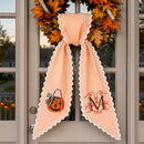 Monogrammed Orange Striped Pumpkin Wreath Sash Decor for Homeowners-2