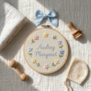 Custom Embroidered Baby Name Hoop Nursery Floral Wall Hanging Gift-3