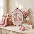 Personalized Floral Bunny Hoop Nursery Wall Decor Baby Girl Gift-3