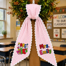 Personalized Teacher Wreath Sash Gingham Lace Classroom Decor Ribbon-4