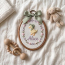 Embroidered Duck Baby Name Hoop Frame Nursery Decor Gift for Girls-3