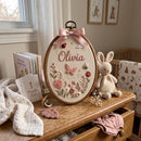 Custom Floral Butterfly Embroidery Hoop Nursery Wall Decor Baby Girl-3