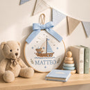 Custom Sailor Teddy Embroidery Hoop Nursery Wall Art Baby Boy Gift-3
