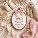 Custom Rocking Horse Embroidered Hoop Baby Girl Nursery Wall Decor-3