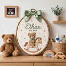 Personalized Teddy Bear Nursery Hoop Hanging Art Baby Boy Gift-3