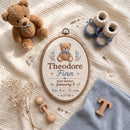 Embroidered Teddy Bear Baby Birth Stats Hoop Nursery Decor Gift-3