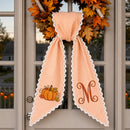 Custom Monogram Fall Pumpkin Stripe Wreath Sash Front Door Decor Host Gift-3