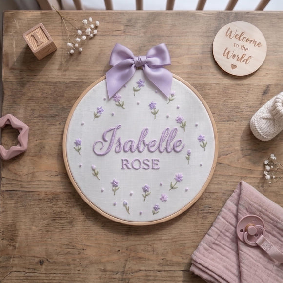 Personalized Floral Baby Name Hoop Oval Nursery Wall Decor Gift Girl