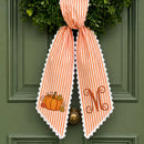 Custom Monogram Fall Pumpkin Stripe Wreath Sash Front Door Decor Host Gift-4