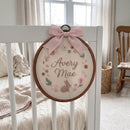Personalized Bunny Floral Baby Hoop Nursery Decor Gift for New Parents-4
