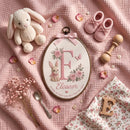 Personalized Floral Bunny Hoop Nursery Wall Decor Baby Girl Gift-4
