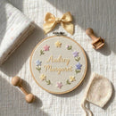 Custom Embroidered Baby Name Hoop Nursery Floral Wall Hanging Gift-4