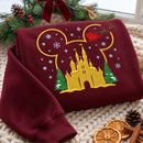 Embroidered Castle Christmas Sweater Cozy Holiday Gift For Fans-5