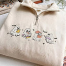 Embroidered Reading Ghost Sweatshirt Cozy Fall Gift for Book Lovers-2