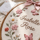Custom Embroidered Butterfly Floral Hoop Nursery Wall Sign Baby Gift-5