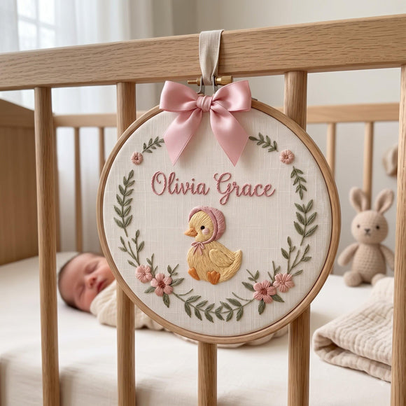 Custom Duck Embroidery Hoop Wall Nursery Decor Baby Girl Gift