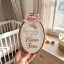 Personalized Rainbow Embroidery Hoop Nursery Decor Gift for Baby Girl-6