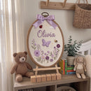 Custom Floral Butterfly Embroidery Hoop Nursery Wall Decor Baby Girl-6