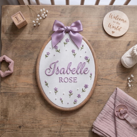 Personalized Floral Baby Name Hoop Oval Nursery Wall Decor Gift Girl
