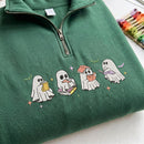Embroidered Reading Ghost Sweatshirt Cozy Fall Gift for Book Lovers-3