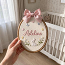 Custom Bunny Floral Embroidered Hoop Nursery Wall Decor Baby Girl Gift-6
