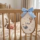 Personalized Whale & Hot Air Balloon Nursery Hoop Wall Art for Baby-6