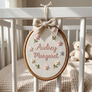 Custom Embroidered Baby Name Hoop Nursery Floral Wall Hanging Gift-7
