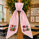 Personalized Teacher Wreath Sash Gingham Lace Classroom Decor Ribbon-7