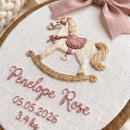 Custom Rocking Horse Embroidered Hoop Baby Girl Nursery Wall Decor-7