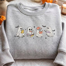 Embroidered Reading Ghost Sweatshirt Cozy Fall Gift for Book Lovers-4